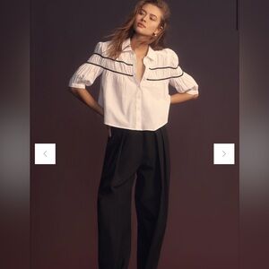 NWOT Anthropologie Maeve Leandra Shirred Yoke Blouse, Size Medium, White